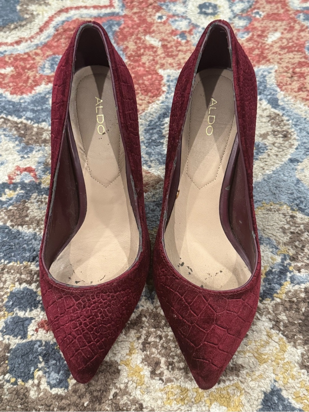 ALDO Women's Wine Textured Pointed Toe Pumps